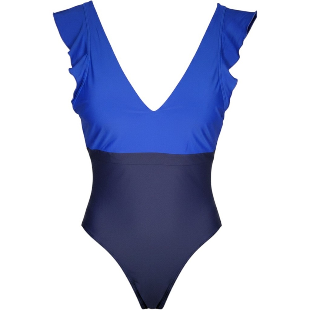 Summersalt One Piece Swimsuit Womens Size 16 XL Blue Ruffle Backflip Colorblock‎